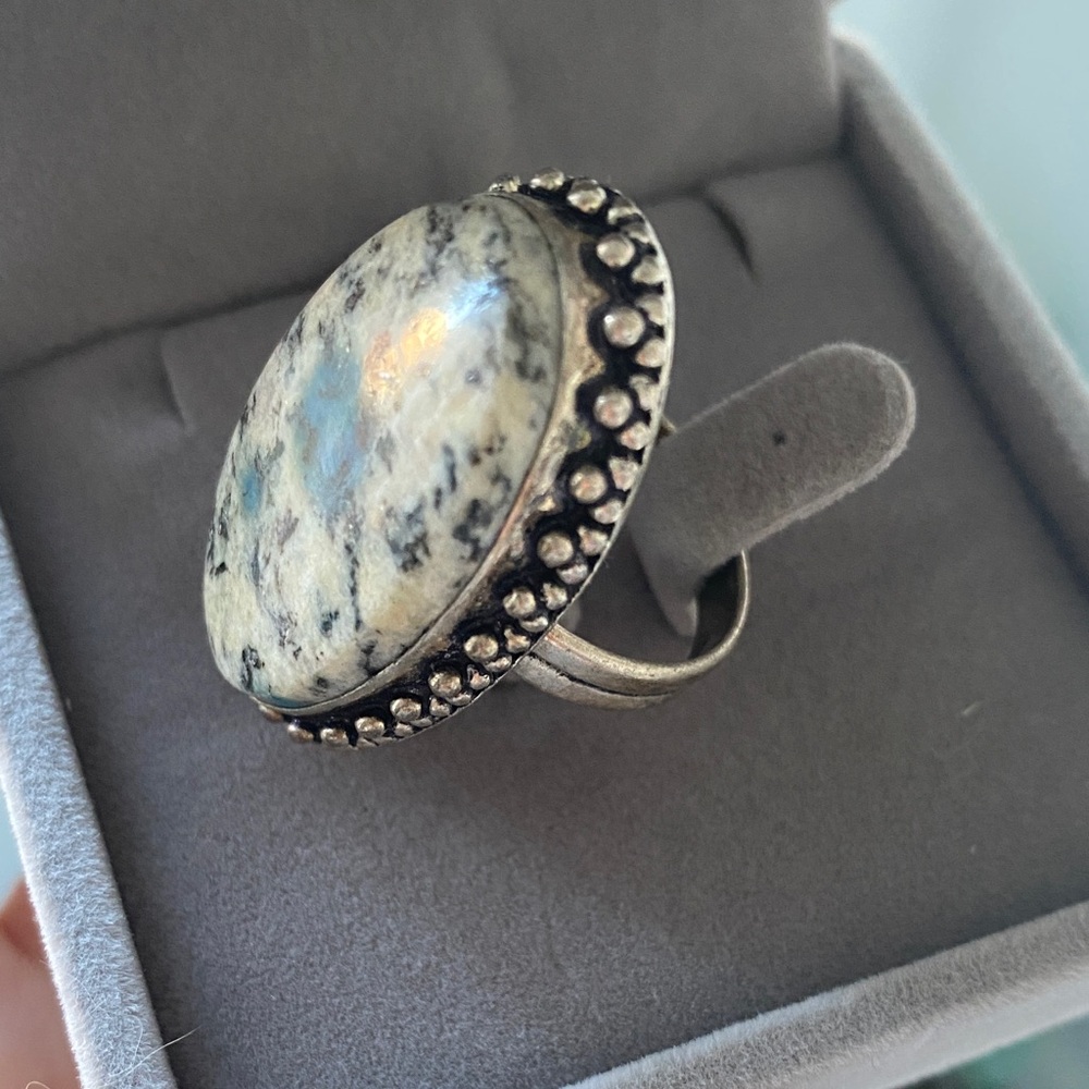 Vintage 925 Silver Ring with Natural Stone